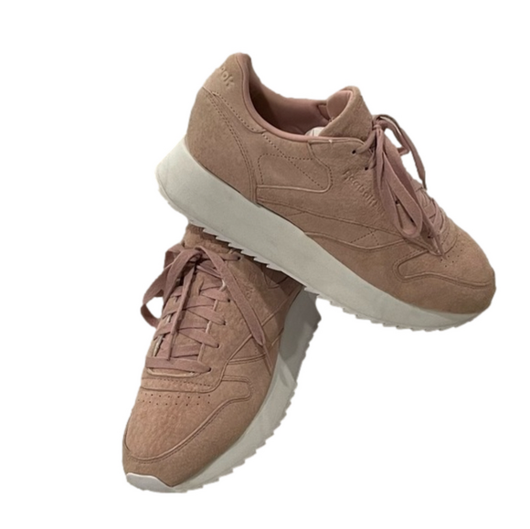REEBOK leather suede classic double platform in pink dusty rose. Women’s 10.5. - Picture 1 of 14